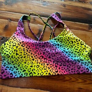 Zyia rainbow leopard print sports bra